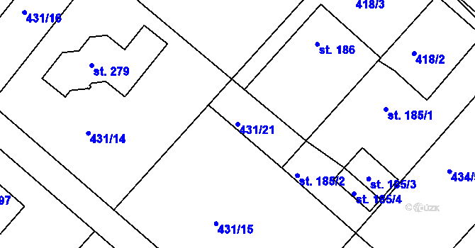 Parcela st. 431/21 v KÚ Svinčany, Katastrální mapa