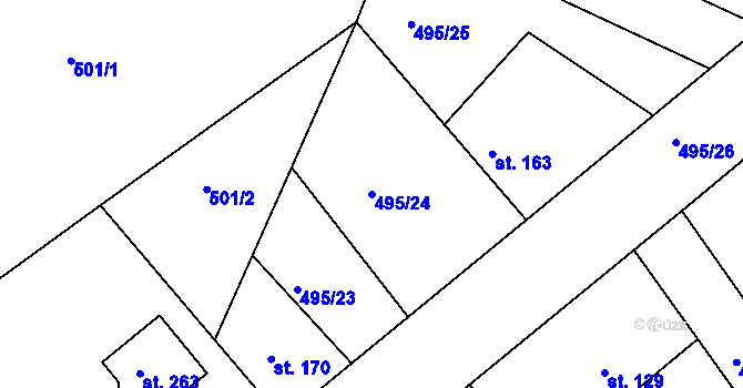 Parcela st. 495/24 v KÚ Svinčany, Katastrální mapa