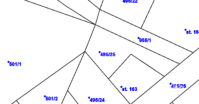Parcela st. 495/25 v KÚ Svinčany, Katastrální mapa