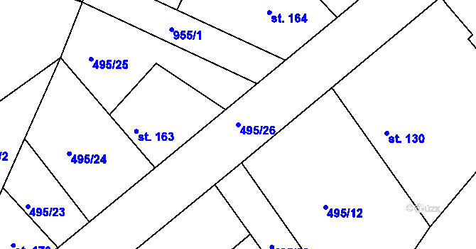 Parcela st. 495/26 v KÚ Svinčany, Katastrální mapa