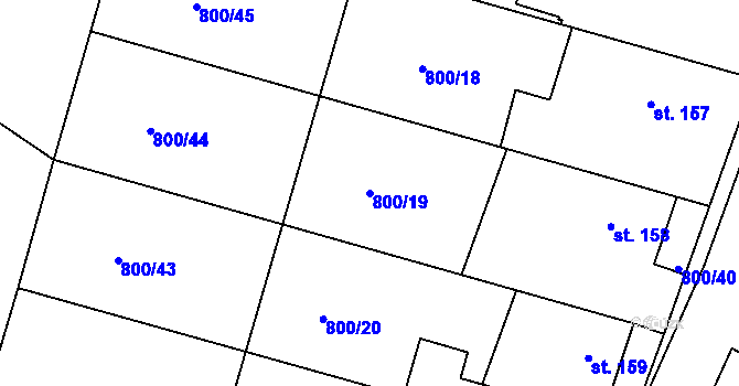 Parcela st. 800/19 v KÚ Svinčany, Katastrální mapa