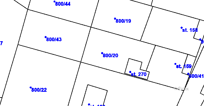 Parcela st. 800/20 v KÚ Svinčany, Katastrální mapa