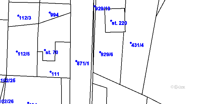 Parcela st. 929/6 v KÚ Svinčany, Katastrální mapa