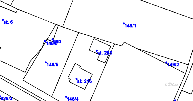 Parcela st. 255 v KÚ Svinčany, Katastrální mapa