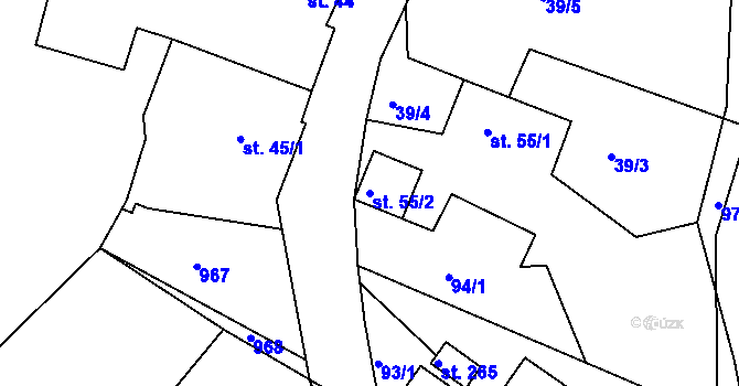 Parcela st. 55/2 v KÚ Svinčany, Katastrální mapa