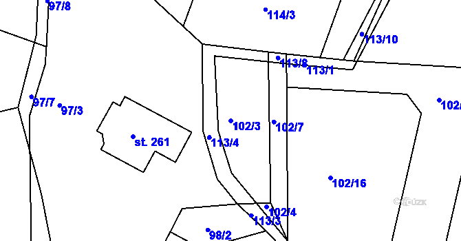 Parcela st. 102/3 v KÚ Svinčany, Katastrální mapa