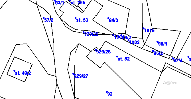 Parcela st. 929/28 v KÚ Svinčany, Katastrální mapa