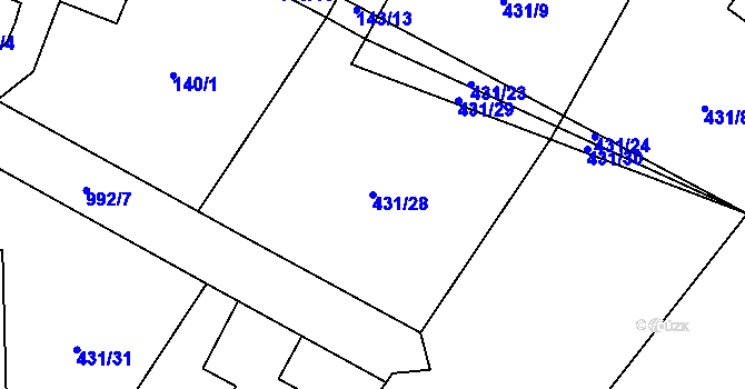 Parcela st. 431/28 v KÚ Svinčany, Katastrální mapa