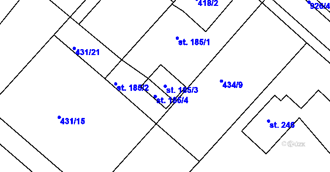 Parcela st. 185/3 v KÚ Svinčany, Katastrální mapa