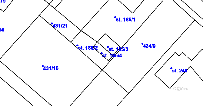 Parcela st. 185/4 v KÚ Svinčany, Katastrální mapa