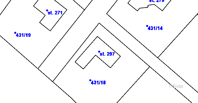 Parcela st. 297 v KÚ Svinčany, Katastrální mapa