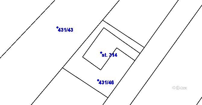 Parcela st. 314 v KÚ Svinčany, Katastrální mapa