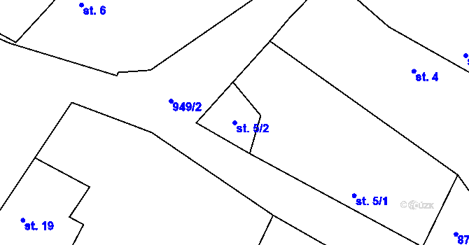 Parcela st. 5/2 v KÚ Svinětice, Katastrální mapa