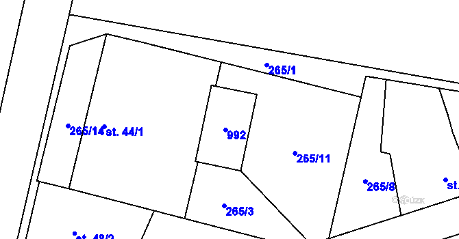 Parcela st. 44/2 v KÚ Svinětice, Katastrální mapa