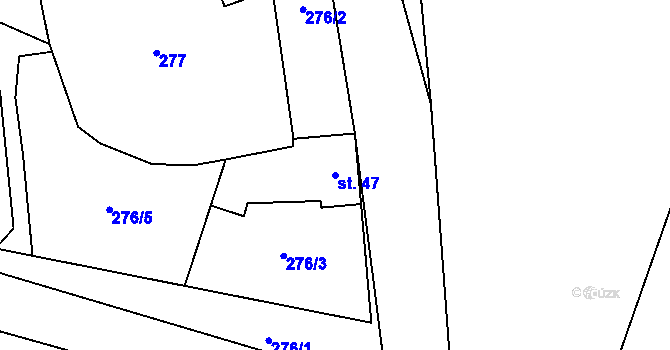 Parcela st. 47 v KÚ Svinětice, Katastrální mapa