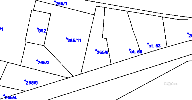 Parcela st. 265/8 v KÚ Svinětice, Katastrální mapa