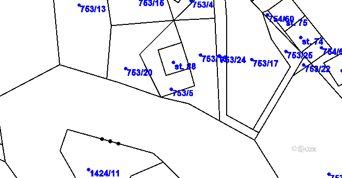Parcela st. 753/5 v KÚ Svinětice, Katastrální mapa