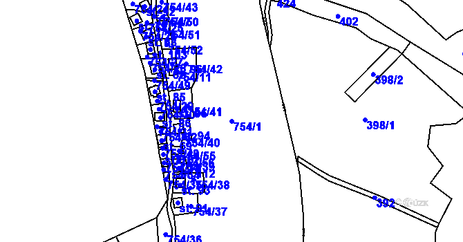 Parcela st. 754/1 v KÚ Svinětice, Katastrální mapa