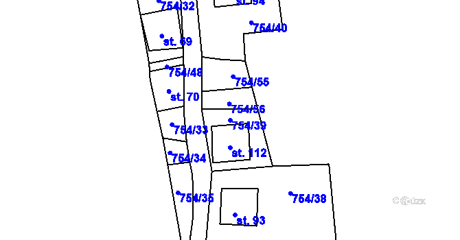 Parcela st. 754/39 v KÚ Svinětice, Katastrální mapa