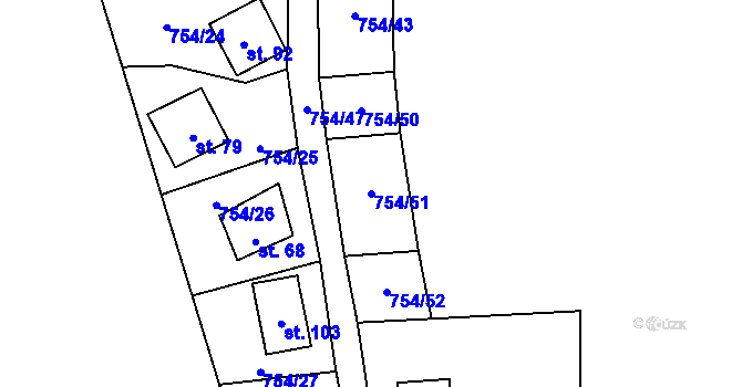 Parcela st. 754/51 v KÚ Svinětice, Katastrální mapa