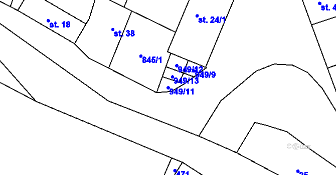 Parcela st. 949/11 v KÚ Svinětice, Katastrální mapa
