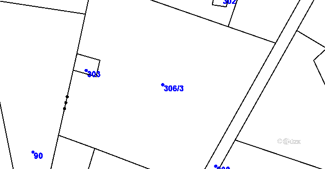 Parcela st. 306/3 v KÚ Svinětice, Katastrální mapa