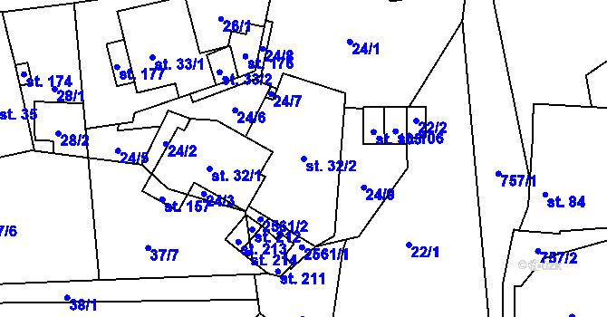Parcela st. 32/2 v KÚ Svinný, Katastrální mapa