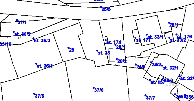 Parcela st. 35 v KÚ Svinný, Katastrální mapa