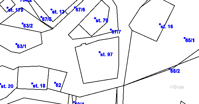 Parcela st. 97 v KÚ Svinný, Katastrální mapa