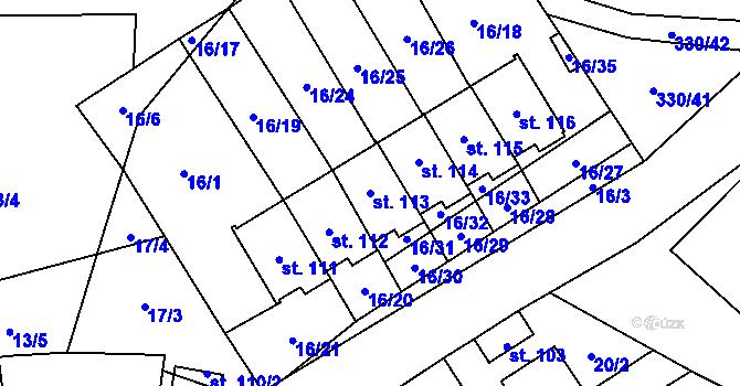 Parcela st. 113 v KÚ Svinný, Katastrální mapa