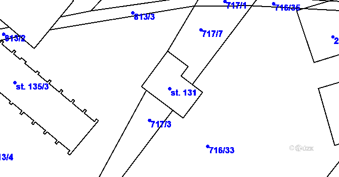 Parcela st. 131 v KÚ Svinný, Katastrální mapa
