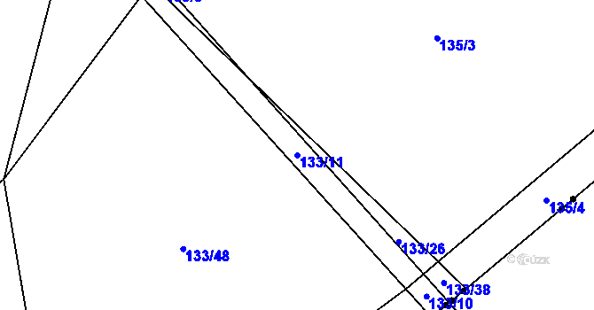 Parcela st. 133/11 v KÚ Svinný, Katastrální mapa