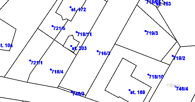 Parcela st. 716/3 v KÚ Svinný, Katastrální mapa