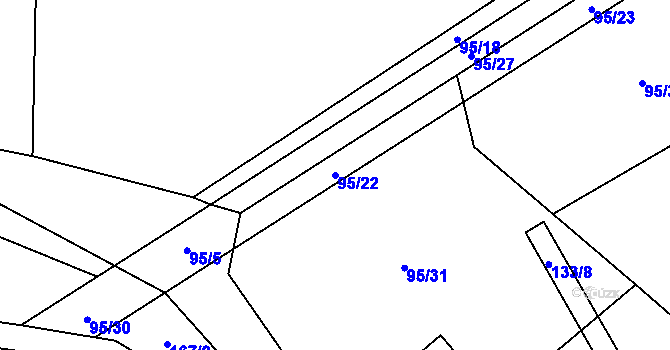 Parcela st. 95/22 v KÚ Svinný, Katastrální mapa