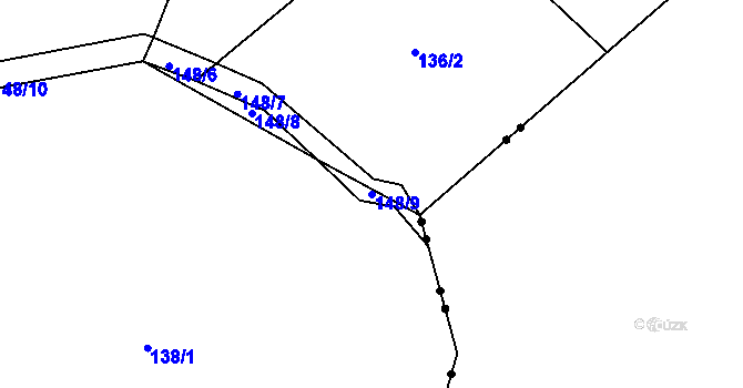 Parcela st. 148/9 v KÚ Svinný, Katastrální mapa