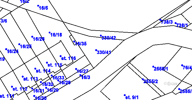 Parcela st. 330/41 v KÚ Svinný, Katastrální mapa