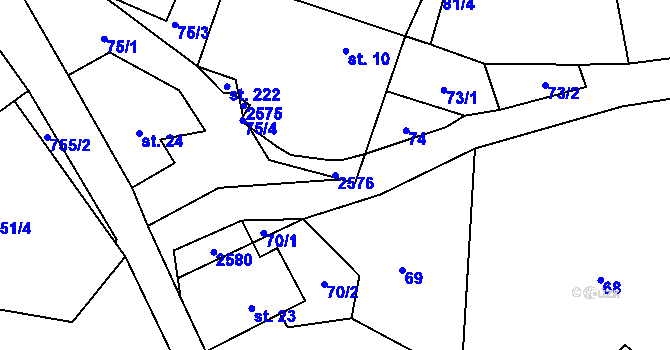Parcela st. 2576 v KÚ Svinný, Katastrální mapa