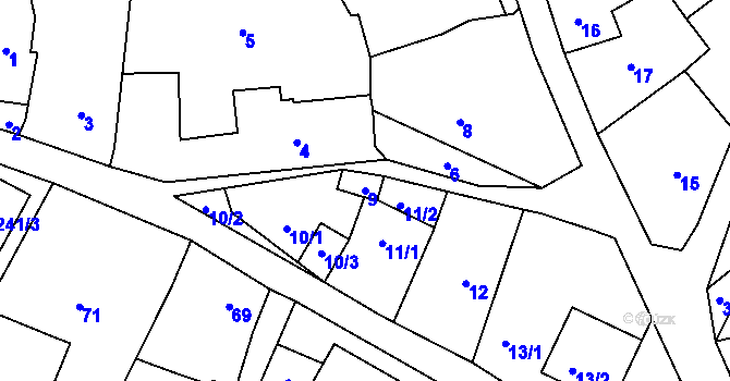 Parcela st. 9 v KÚ Svinošice, Katastrální mapa