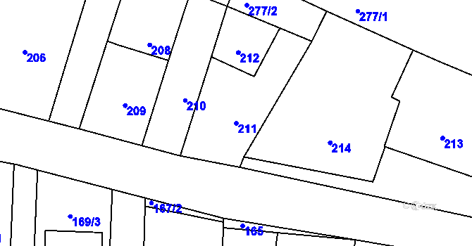 Parcela st. 211 v KÚ Svinošice, Katastrální mapa