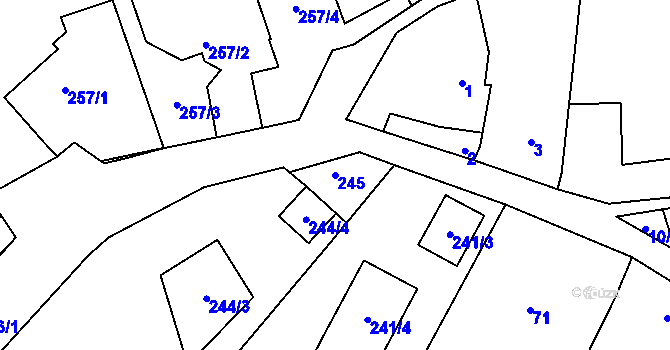 Parcela st. 245 v KÚ Svinošice, Katastrální mapa
