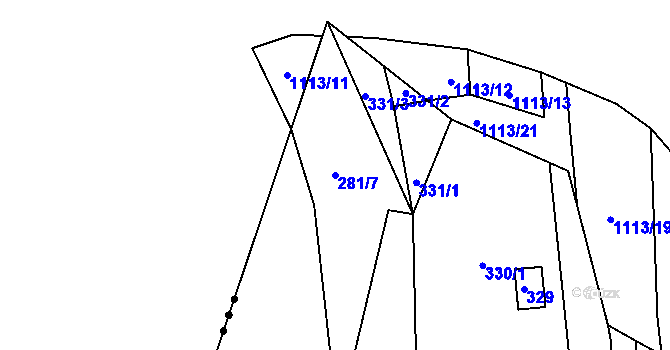 Parcela st. 281/7 v KÚ Svinošice, Katastrální mapa