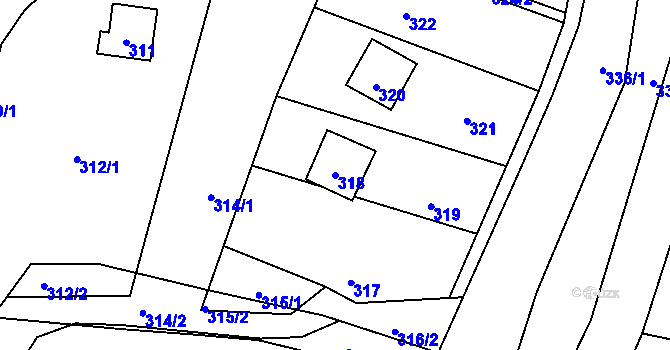 Parcela st. 318 v KÚ Svinošice, Katastrální mapa