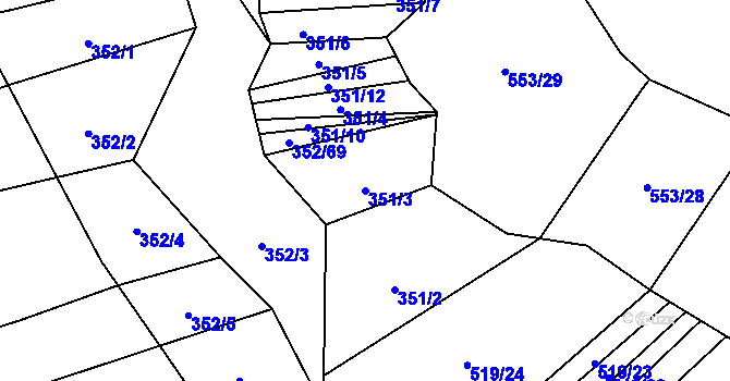Parcela st. 351/3 v KÚ Svinošice, Katastrální mapa