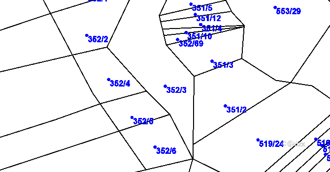 Parcela st. 352/3 v KÚ Svinošice, Katastrální mapa