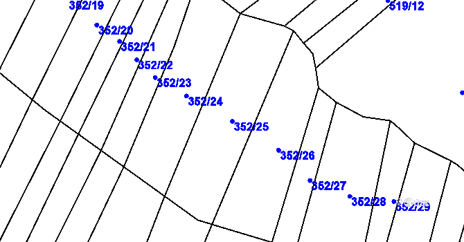Parcela st. 352/25 v KÚ Svinošice, Katastrální mapa