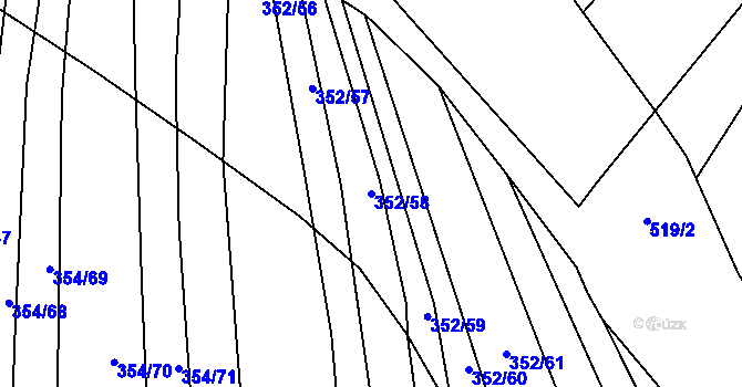 Parcela st. 352/58 v KÚ Svinošice, Katastrální mapa