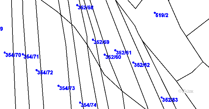 Parcela st. 352/60 v KÚ Svinošice, Katastrální mapa