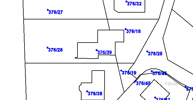 Parcela st. 376/39 v KÚ Svinošice, Katastrální mapa
