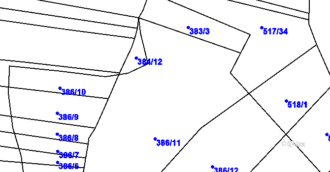 Parcela st. 385 v KÚ Svinošice, Katastrální mapa