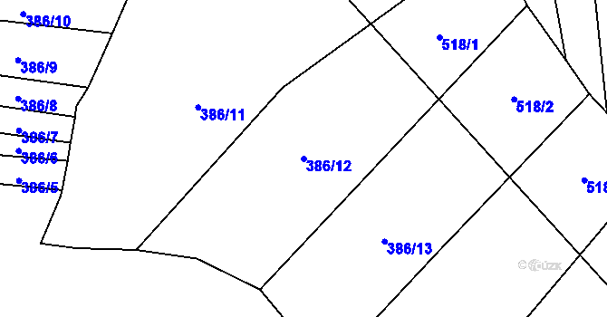 Parcela st. 386/12 v KÚ Svinošice, Katastrální mapa